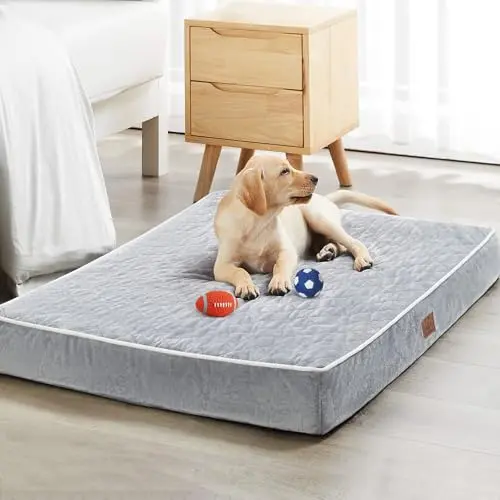 WNPETHOME light grey quilted orthopedic dog bed mat