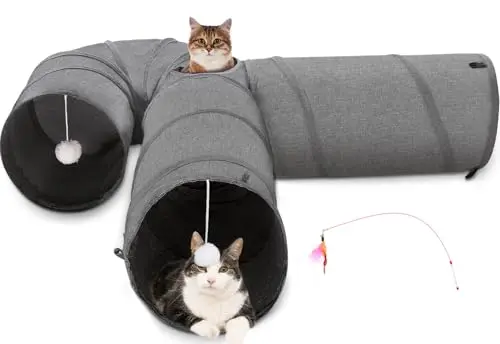 Ownpets U-shaped cat tunnel with oxford fabric and feather toy