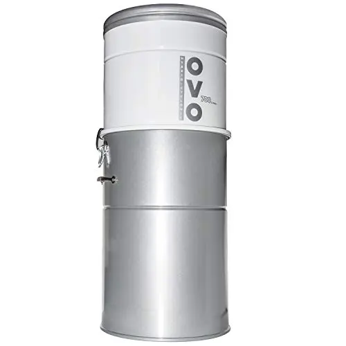 OVO 700 Airwatts Central Vacuum System with white canister and bottom load design