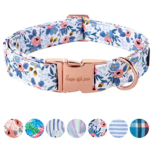 Unique Style Paws dog collar with red rose flower design for small dogs