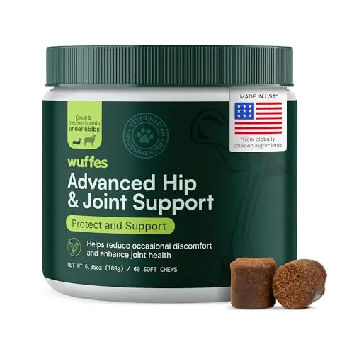 Wuffes Advanced Hip and Joint pork-flavored chews for small and medium dogs