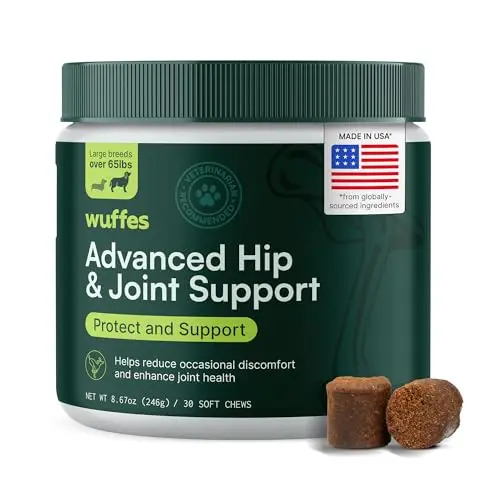 Wuffes advanced hip and joint pork flavored chews for large dogs
