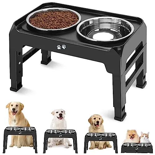 COMESOON adjustable elevated dog bowl stand with foldable legs