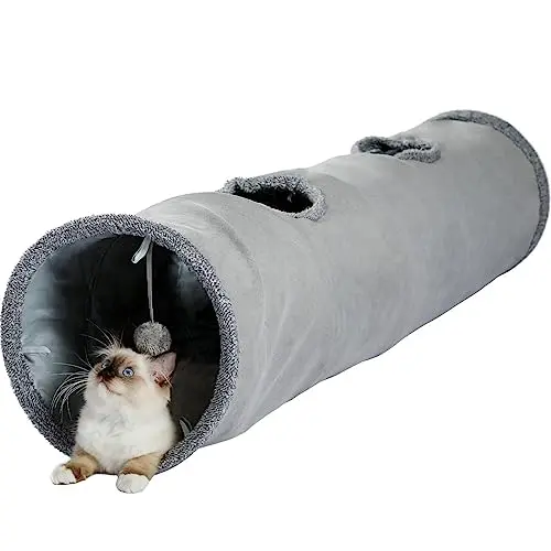 PAWZ Road cat tunnel with faux fur material and 12-inch diameter for large cats