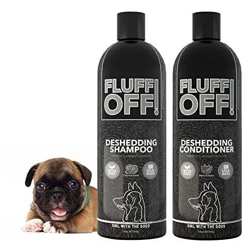Fluff Off! by Girl With The Dogs shampoo and conditioner bundle for deshedding cats and dogs