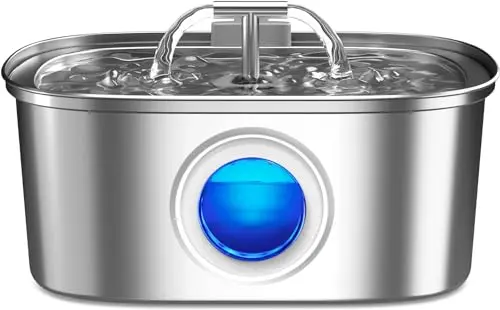 Rellaty large capacity stainless steel pet water fountain