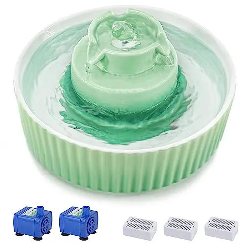 Lawfery green ceramic cupcake-style cat water fountain