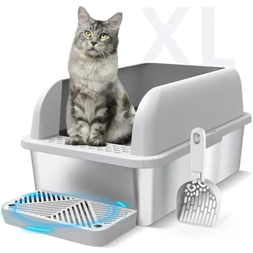 suzzipaws extra large stainless steel litter box with lid