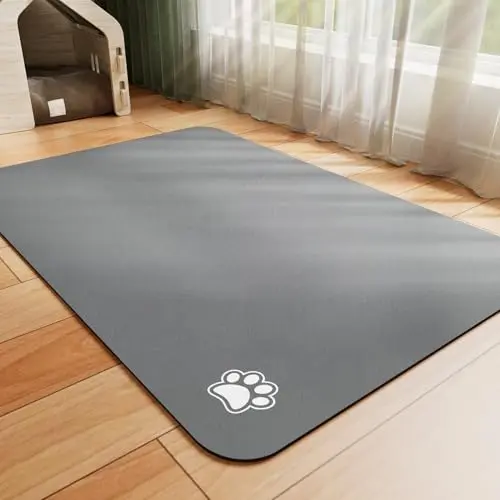 Absorbent pet feeding mat with non-slip rubber lining