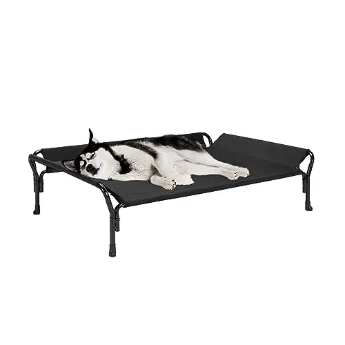Veehoo elevated dog bed with guardrail and slope headrest for large dogs
