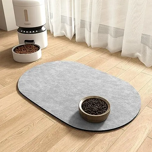 Pet-friendly absorbent dog food mat that's easy to care for
