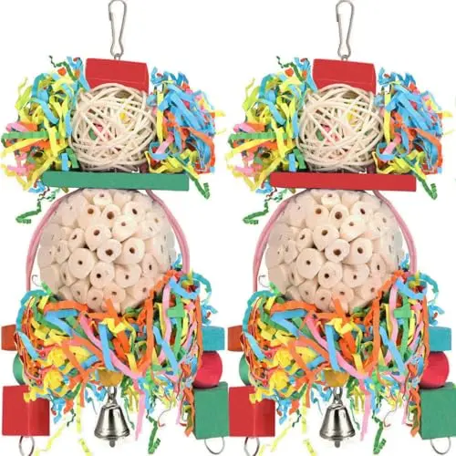 BBJINRONJY 2-piece hanging sola ball bird toys with colorful crinkly paper