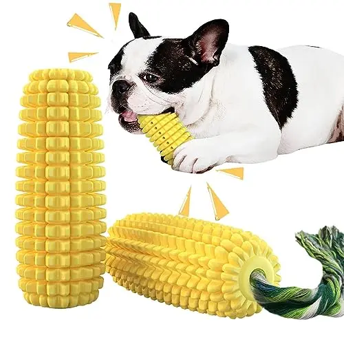 Mloowa corn-shaped squeaky dog chew toy made of natural rubber