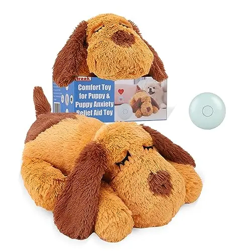 WEOK brown heartbeat stuffed toy for dog anxiety relief
