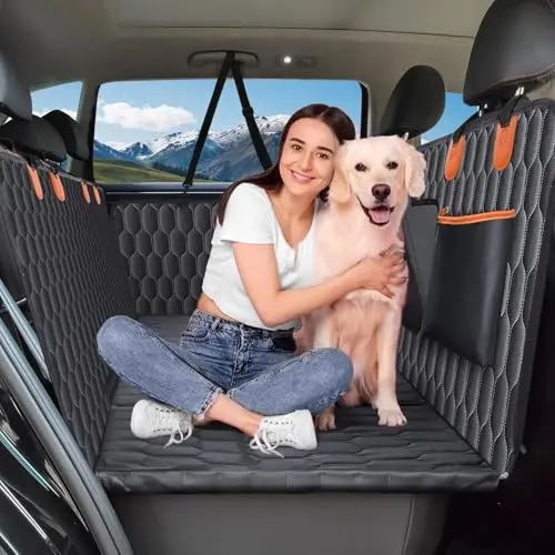 Chumajor heavy-duty back seat extender for large dogs with mesh window