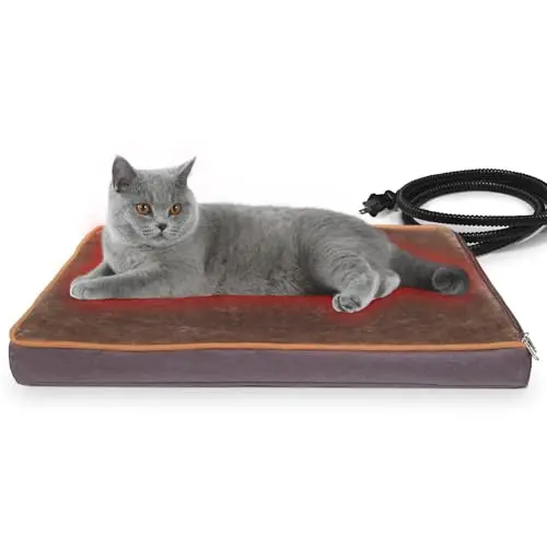 NAMOTEK brown outdoor heated pet bed with electric cord