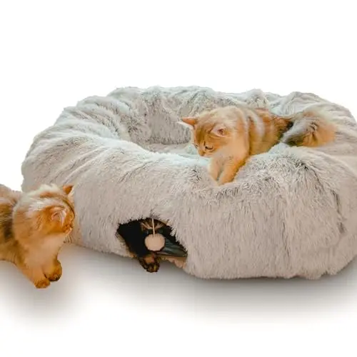 XxingSheep extra large gray cat tunnel bed with multiple openings