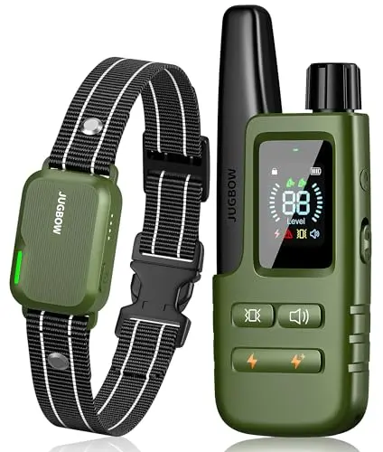 Jugbow green dog training collar with remote and charging cable