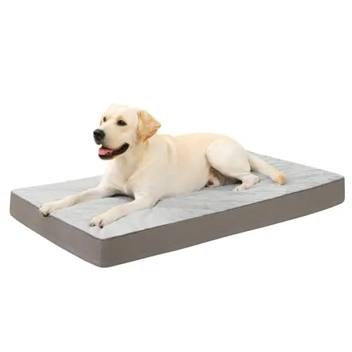 KSIIA light grey orthopedic dog bed with egg crate foam and a removable cover.