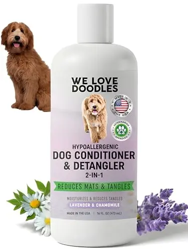 We Love Doodles dog conditioner and detangler for poodles and doodles with itchy skin