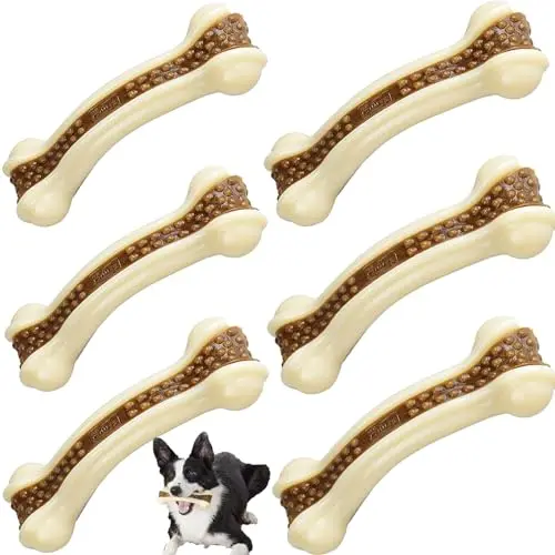 BETTEPROD 6-pack of white nylon dog bone chew toys