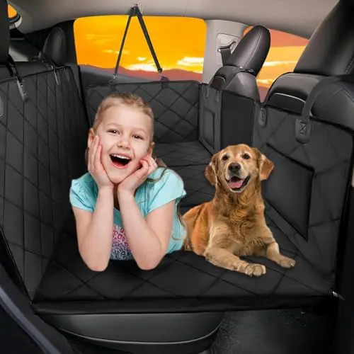 ROUWINNE large back seat extender for dogs with hard bottom and storage pockets