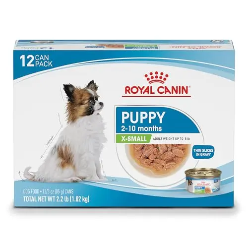 Royal Canin X-Small Puppy Thin Slices in Gravy Dog Food cans