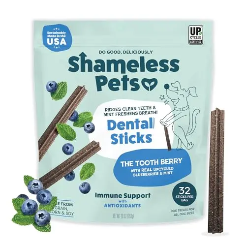 Shameless Pets Blueberry and Mint grain-free dental sticks