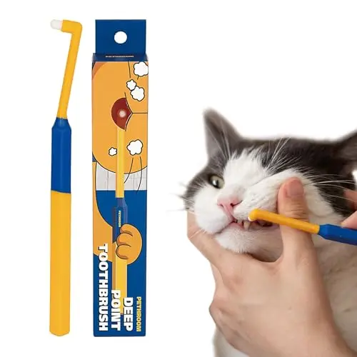 PETHROOM pet toothbrush with a small, round brush head and a straight handle.