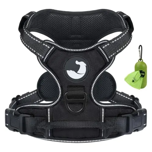 Joytale black reflective dog harness with a strong top handle