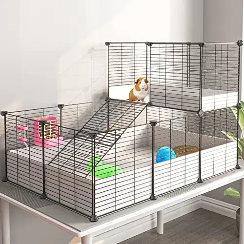 Oneluck two-story guinea pig cage with a loft and ramp