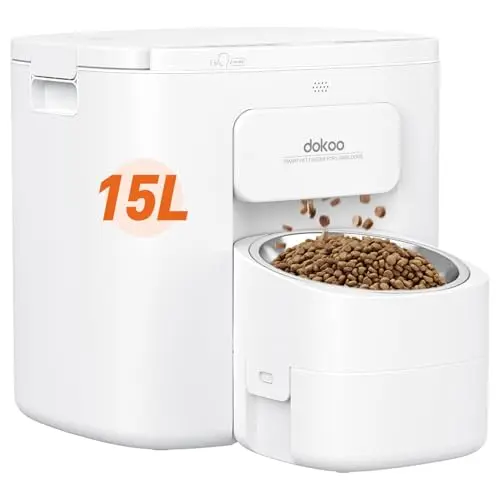 Dokoo 15L vacuum-sealed automatic dog feeder for large breeds