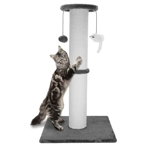 Ahomdoo cat scratching post with cotton rope and hanging toys