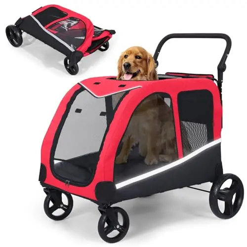 Saudism extra large pet stroller for big dogs with aluminum alloy frame