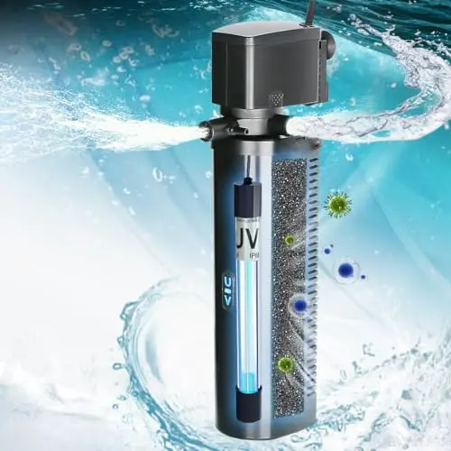 COOSPIDER submersible canister filter with UV light for large ponds and turtle tanks