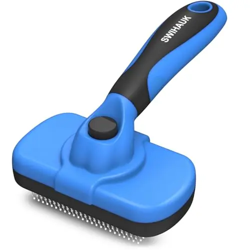 Swihauk blue self-cleaning slicker brush for dogs and cats