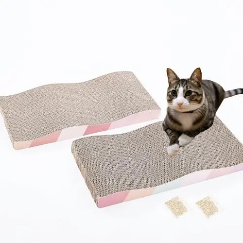 SIDAZON 2-pack modern curved wave cat scratching board