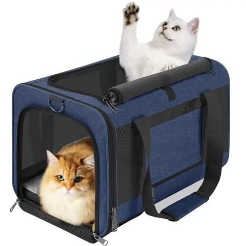 GAPZER navy soft-sided pet carrier with locking zippers and washable liner