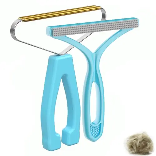 Blue SOCCSO pet hair remover with copper and plastic heads