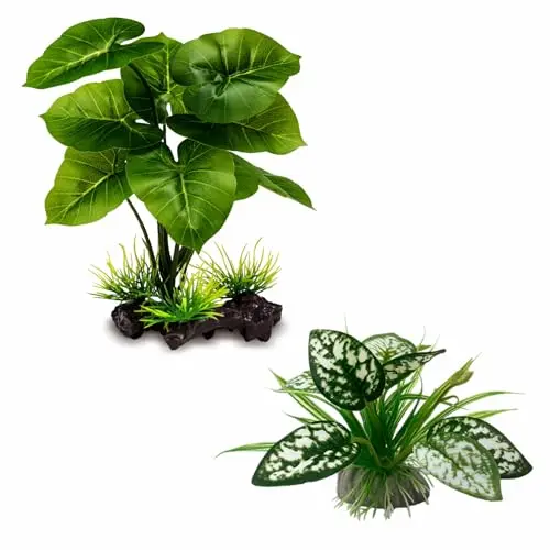 MOONORANGE 2-piece set of bushy artificial plants for reptile terrariums and aquariums