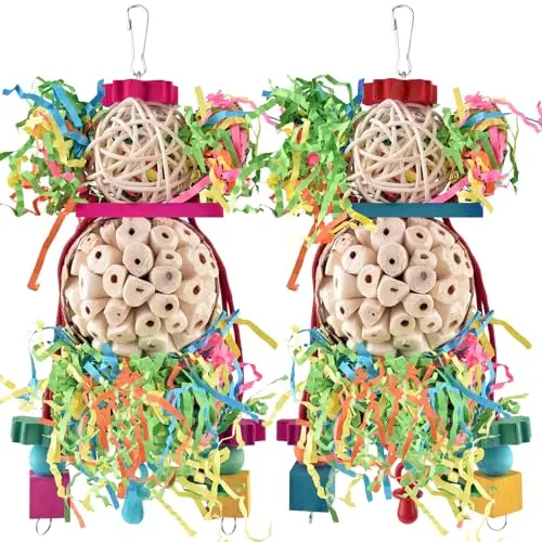BISSAP 2-piece bird foraging toys with sola balls and sepak takraw for chewing