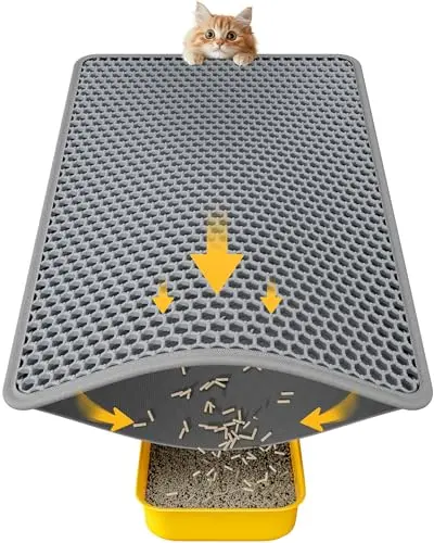 Small gray Powools honeycomb cat litter mat