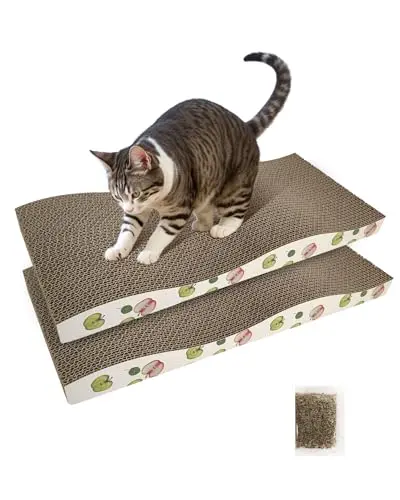 TIMHAKA 2-pack cardboard cat scratcher pad with catnip
