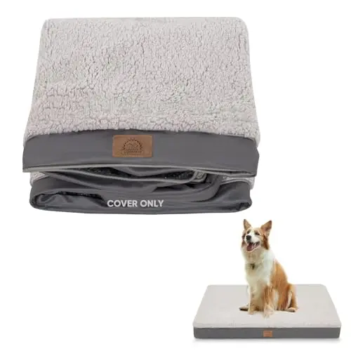 Sunheir grey soft plush dog bed cover with zipper