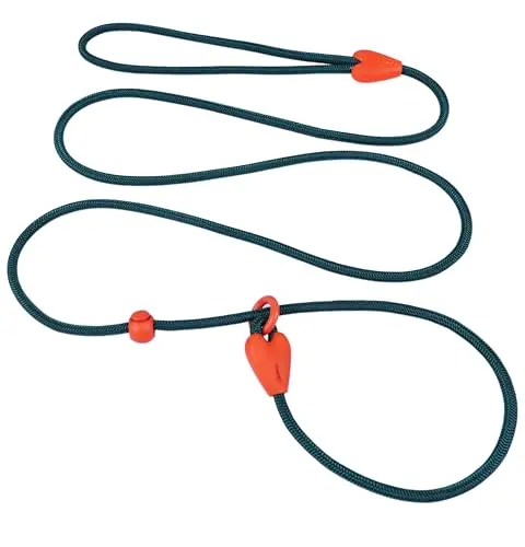 viunimo slip lead dog leash in green with adjustable ring and nylon material