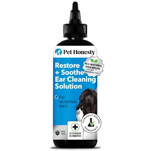 Pet Honesty Restore + Soothe Ear Cleaner bottle with lavender
