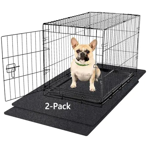 NYFITY black dog crate mat liner with waterproof backing in a 2-pack