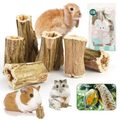ABIZOO 6 Pcs Organic Papaya Wood Sticks for rabbits and chinchillas
