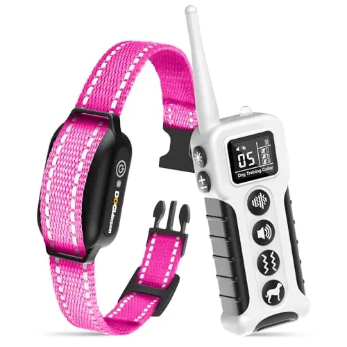 DOGLinsen black and pink no-shock dog training collar with remote