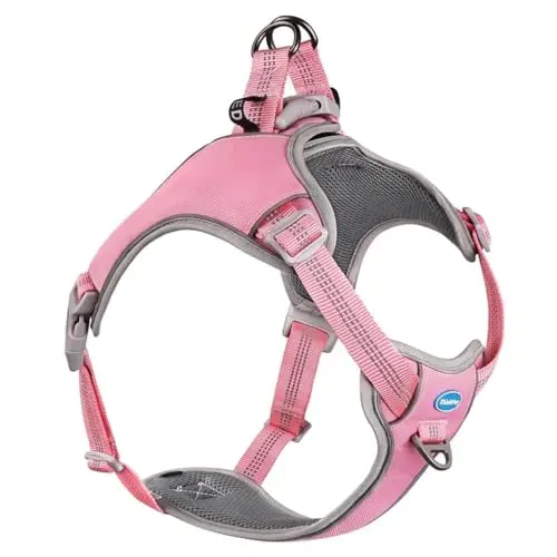 ThinkPet No-Pull step-in dog harness in pink with a front chest ring